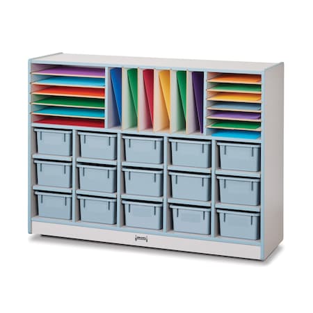 Jonti-Craft Rainbow Accents Sectional Cubbie-Tray Mobile Unit, with Trays, Coastal Blue 0416JCWW131